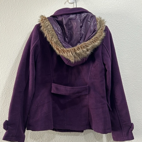 YMI Wool Blend Hooded Purple Coat SZ Small - Picture 13 of 13